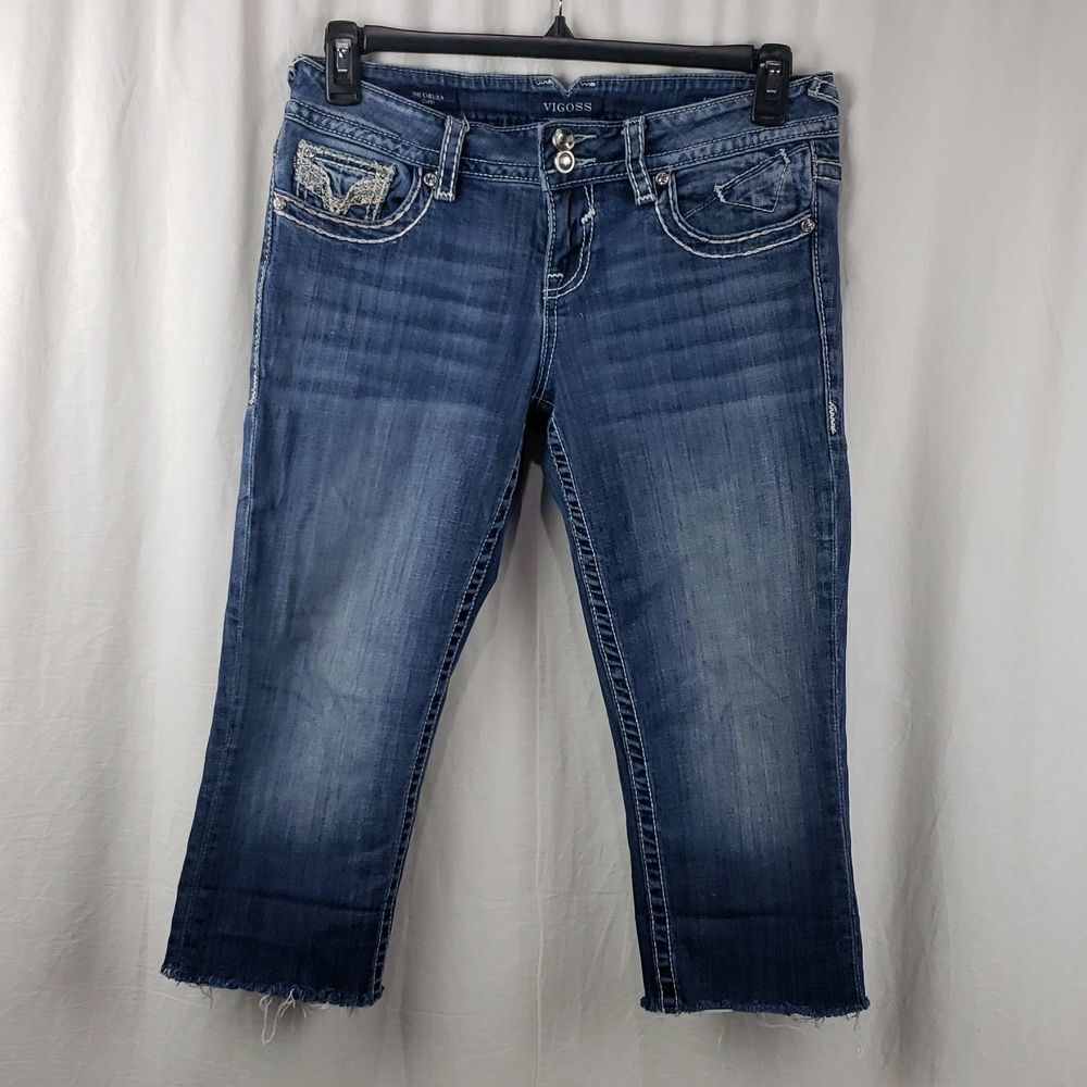 Vigoss Women's 7/8 Chelsea Dark Blue Capri Jeans